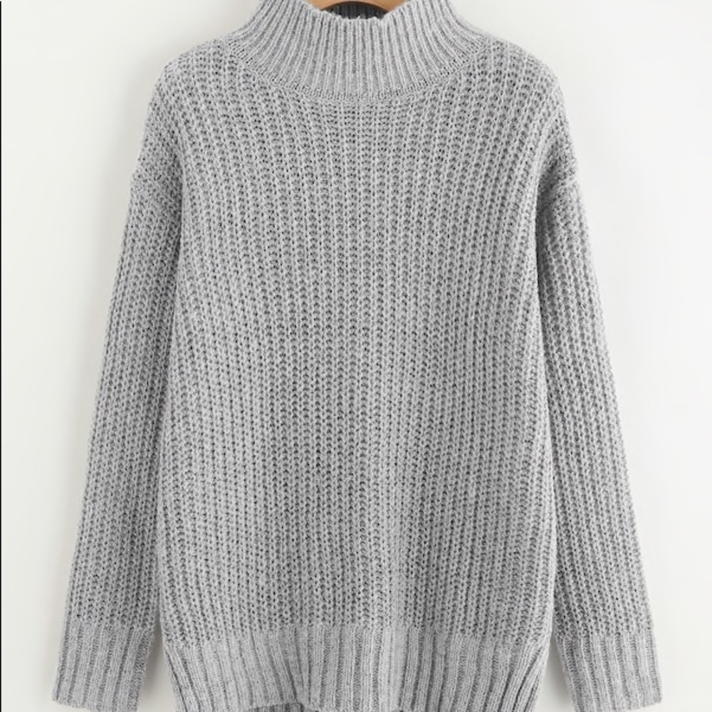 BROWN turtleneck oversized sweater marled knit